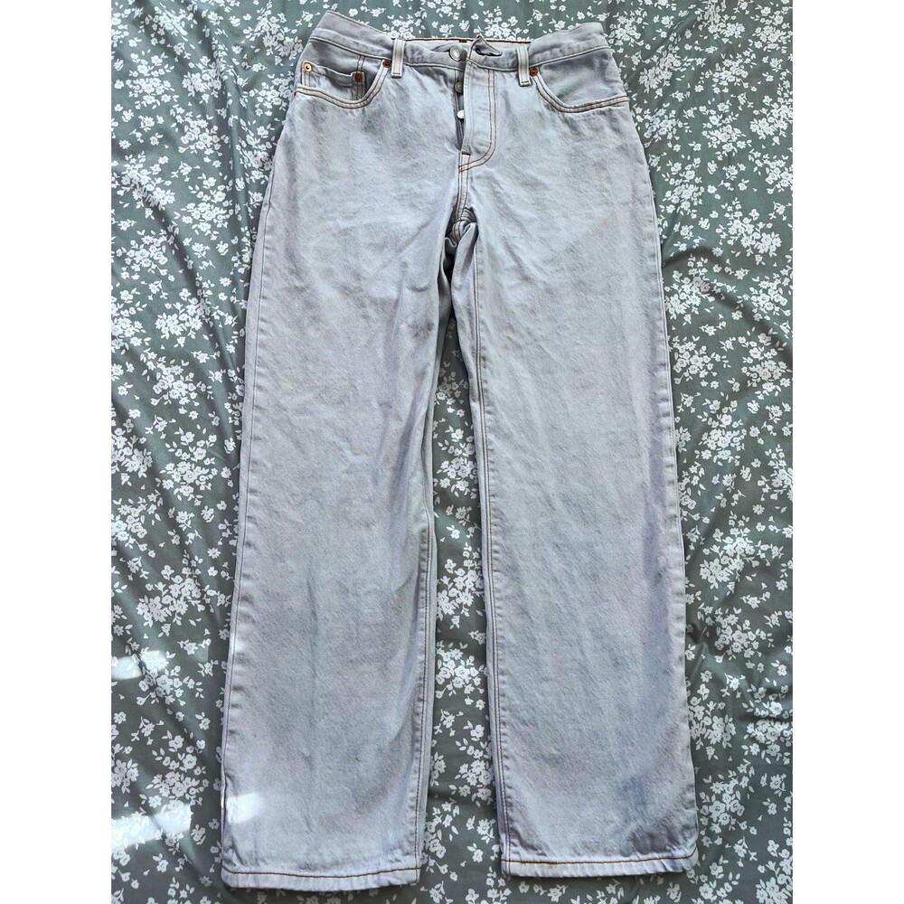 Levi's Premium Straight Jeans Women Size 28x26 White Mid Rise Light Wash Denim
